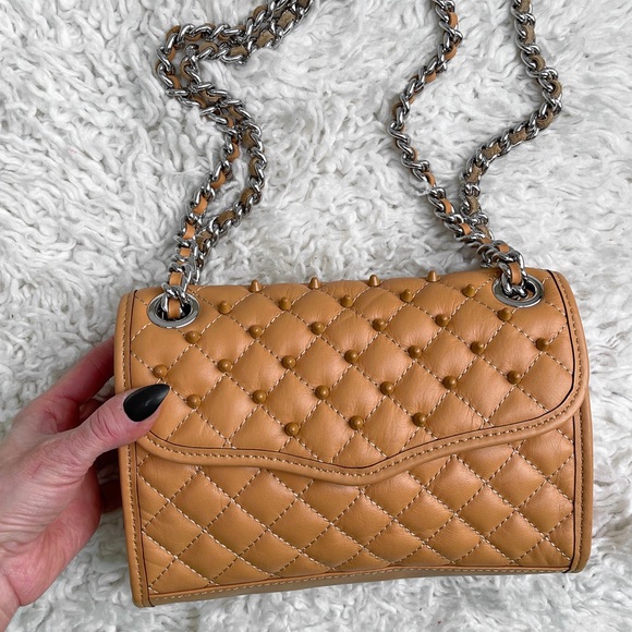 Rebecca Minkoff Quilted Studded Beige Shoulder Bag - Picture 4 of 17